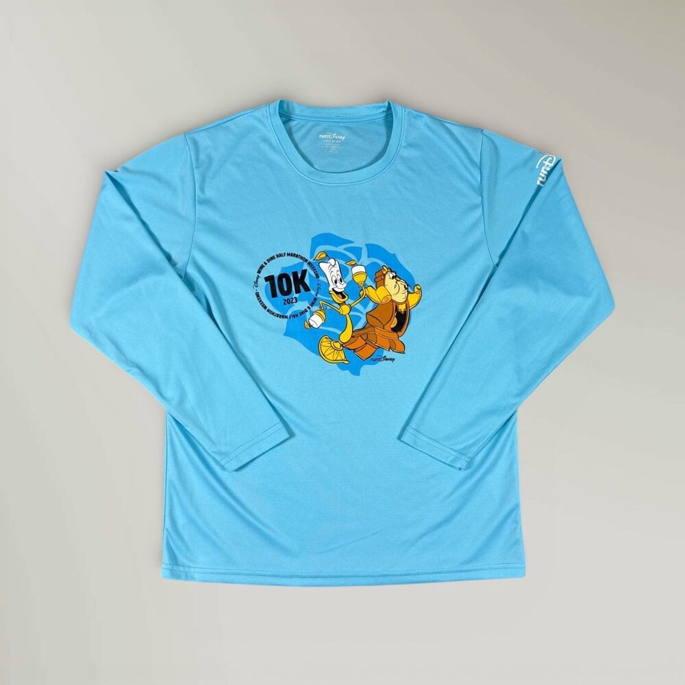 Run Disney Wine & Dine 10K Official Race Long Sleeve Blue Shirt Size Med